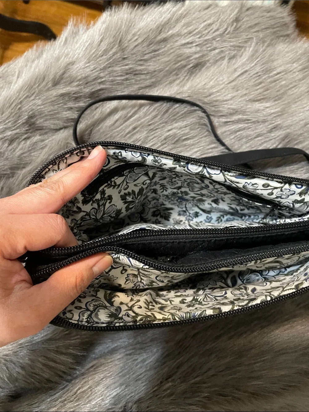 Vera Bradley Black Quilted Crossbody Messenger Bag